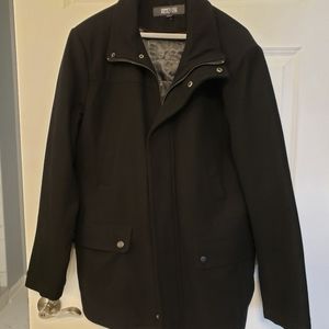 Kenneth Cole Reaction Men's Black Wool Blend Zipped Coat Medium EUC